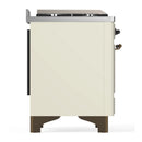 ILVE Majestic III 40-inch Dual Fuel Range with 5 Liquid Propane Burner, Griddle and Triple Glass Door Electric Oven in Antique White with Burnished Trim (UMD40FNR3AWBLP)