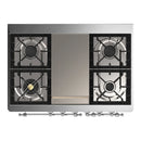 ILVE Majestic III 40-inch Dual Fuel Range with 6 Natural Gas Burner, Griddle and Triple Glass Door Electric Oven in Antique White with Chrome Trim (UMD40FNR3AWC)