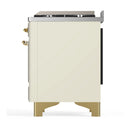 ILVE Majestic III 40-inch Dual Fuel Range with 6 Natural Gas Burner, Griddle and Triple Glass Door Electric Oven in Antique White with Brass Trim (UMD40FNR3AWG)
