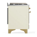 ILVE Majestic III 40-inch Dual Fuel Range with 6 Natural Gas Burner, Griddle and Triple Glass Door Electric Oven in Antique White with Brass Trim (UMD40FNR3AWG)