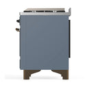 ILVE Majestic III 40-inch Dual Fuel Range with 6 Natural Gas Burner, Griddle and Triple Glass Door Electric Oven in Blue Grey with Burnished Trim (UMD40FNR3BGB)