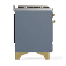 ILVE Majestic III 40-inch Dual Fuel Range with 5 Liquid Propane Burner, Griddle and Triple Glass Door Electric Oven in Blue Grey with Brass Trim (UMD40FNR3BGGLP)