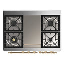 ILVE Majestic III 40-inch Dual Fuel Range with 5 Liquid Propane Burner, Griddle and Triple Glass Door Electric Oven in Blue Grey with Brass Trim (UMD40FNR3BGGLP)