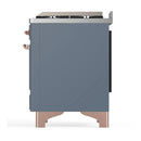 ILVE Majestic III 40-inch Dual Fuel Range with 6 Natural Gas Burner, Griddle and Triple Glass Door Electric Oven in Blue Grey with Copper Trim (UMD40FNR3BGP)