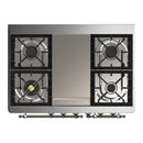 ILVE Majestic III 40-inch Dual Fuel Range with 5 Liquid Propane Burner, Griddle and Triple Glass Door Electric Oven in Glossy Black with Burnished Trim (UMD40FNR3BKBLP)