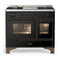 ILVE Majestic III 40-inch Dual Fuel Range with 6 Natural Gas Burner, Griddle and Triple Glass Door Electric Oven in Glossy Black with Burnished Trim (UMD40FNR3BKB)