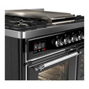 ILVE Majestic III 40-inch Dual Fuel Range with 5 Liquid Propane Burner, Griddle and Triple Glass Door Electric Oven in Glossy Black with Chrome Trim (UMD40FNR3BKCLP)