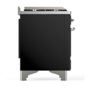 ILVE Majestic III 40-inch Dual Fuel Range with 6 Natural Gas Burner, Griddle and Triple Glass Door Electric Oven in Glossy Black with Chrome Trim (UMD40FNR3BKC)