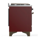 ILVE Majestic III 40-inch Dual Fuel Range with 6 Natural Gas Burner, Griddle and Triple Glass Door Electric Oven in Burgundy with Burnished Trim (UMD40FNR3BUB)