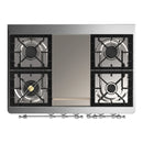 ILVE Majestic III 40-inch Dual Fuel Range with 6 Natural Gas Burner, Griddle and Triple Glass Door Electric Oven in Burgundy with Chrome Trim (UMD40FNR3BUC)