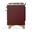 ILVE Majestic III 40-inch Dual Fuel Range with 5 Liquid Propane Burner, Griddle and Triple Glass Door Electric Oven in Burgundy with Brass Trim (UMD40FNR3BUGLP)