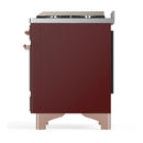 ILVE Majestic III 40-inch Dual Fuel Range with 5 Liquid Propane Burner, Griddle and Triple Glass Door Electric Oven in Burgundy with Copper Trim (UMD40FNR3BUPLP)