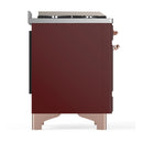 ILVE Majestic III 40-inch Dual Fuel Range with 5 Liquid Propane Burner, Griddle and Triple Glass Door Electric Oven in Burgundy with Copper Trim (UMD40FNR3BUPLP)