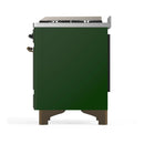 ILVE Majestic III 40-inch Dual Fuel Range with 6 Natural Gas Burner, Griddle and Triple Glass Door Electric Oven in Emerald Green with Burnished Trim (UMD40FNR3EGB)