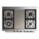 ILVE Majestic III 40-inch Dual Fuel Range with 6 Natural Gas Burner, Griddle and Triple Glass Door Electric Oven in Emerald Green with Burnished Trim (UMD40FNR3EGB)