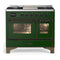 ILVE Majestic III 40-inch Dual Fuel Range with 6 Natural Gas Burner, Griddle and Triple Glass Door Electric Oven in Emerald Green with Burnished Trim (UMD40FNR3EGB)