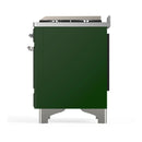 ILVE Majestic III 40-inch Dual Fuel Range with 6 Natural Gas Burner, Griddle and Triple Glass Door Electric Oven in Emerald Green with Chrome Trim (UMD40FNR3EGC)