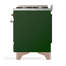 ILVE Majestic III 40-inch Dual Fuel Range with 6 Natural Gas Burner, Griddle and Triple Glass Door Electric Oven in Emerald Green with Copper Trim (UMD40FNR3EGP)