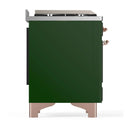 ILVE Majestic III 40-inch Dual Fuel Range with 5 Liquid Propane Burner, Griddle and Triple Glass Door Electric Oven in Emerald Green with Copper Trim (UMD40FNR3EGPLP)