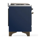 ILVE Majestic III 40-inch Dual Fuel Range with 5 Liquid Propane Burner, Griddle and Triple Glass Door Electric Oven in Midnight Blue with Burnished Trim (UMD40FNR3MBBLP)