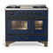 ILVE Majestic III 40-inch Dual Fuel Range with 6 Natural Gas Burner, Griddle and Triple Glass Door Electric Oven in Midnight Blue with Burnished Trim (UMD40FNR3MBB)