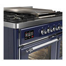 ILVE Majestic III 40-inch Dual Fuel Range with 6 Natural Gas Burner, Griddle and Triple Glass Door Electric Oven in Midnight Blue with Chrome Trim (UMD40FNR3MBC)