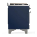 ILVE Majestic III 40-inch Dual Fuel Range with 6 Natural Gas Burner, Griddle and Triple Glass Door Electric Oven in Midnight Blue with Chrome Trim (UMD40FNR3MBC)