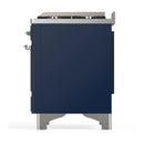 ILVE Majestic III 40-inch Dual Fuel Range with 6 Natural Gas Burner, Griddle and Triple Glass Door Electric Oven in Midnight Blue with Chrome Trim (UMD40FNR3MBC)