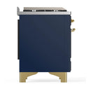 ILVE Majestic III 40-inch Dual Fuel Range with 5 Liquid Propane Burner, Griddle and Triple Glass Door Electric Oven in Blue Grey with Brass Trim (UMD40FNR3MBGLP)