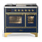 ILVE Majestic III 40-inch Dual Fuel Range with 5 Liquid Propane Burner, Griddle and Triple Glass Door Electric Oven in Blue Grey with Brass Trim (UMD40FNR3MBGLP)