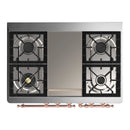 ILVE Majestic III 40-inch Dual Fuel Range with 6 Natural Gas Burner, Griddle and Triple Glass Door Electric Oven in Midnight Blue with Copper Trim (UMD40FNR3MBP)