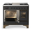 ILVE Majestic III 40-inch Dual Fuel Range with 6 Natural Gas Burner, Griddle and Triple Glass Door Electric Oven in Graphite Matte with Burnished Trim (UMD40FNR3MGB)