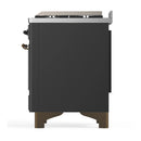 ILVE Majestic III 40-inch Dual Fuel Range with 6 Natural Gas Burner, Griddle and Triple Glass Door Electric Oven in Graphite Matte with Burnished Trim (UMD40FNR3MGB)
