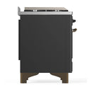 ILVE Majestic III 40-inch Dual Fuel Range with 5 Liquid Propane Burner, Griddle and Triple Glass Door Electric Oven in Graphite Matte with Burnished Trim (UMD40FNR3MGBLP)