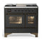 ILVE Majestic III 40-inch Dual Fuel Range with 6 Natural Gas Burner, Griddle and Triple Glass Door Electric Oven in Graphite Matte with Burnished Trim (UMD40FNR3MGB)