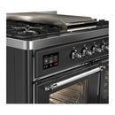 ILVE Majestic III 40-inch Dual Fuel Range with 6 Natural Gas Burner, Griddle and Triple Glass Door Electric Oven in Graphite Matte with Chrome Trim (UMD40FNR3MGC)