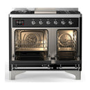 ILVE Majestic III 40-inch Dual Fuel Range with 5 Liquid Propane Burner, Griddle and Triple Glass Door Electric Oven in Graphite Matte with Chrome Trim (UMD40FNR3MGCLP)