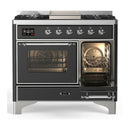 ILVE Majestic III 40-inch Dual Fuel Range with 5 Liquid Propane Burner, Griddle and Triple Glass Door Electric Oven in Graphite Matte with Chrome Trim (UMD40FNR3MGCLP)