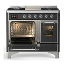 ILVE Majestic III 40-inch Dual Fuel Range with 6 Natural Gas Burner, Griddle and Triple Glass Door Electric Oven in Graphite Matte with Chrome Trim (UMD40FNR3MGC)
