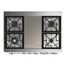 ILVE Majestic III 40-inch Dual Fuel Range with 6 Natural Gas Burner, Griddle and Triple Glass Door Electric Oven in Graphite Matte with Chrome Trim (UMD40FNR3MGC)