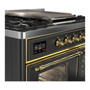 ILVE Majestic III 40-inch Dual Fuel Range with 5 Liquid Propane Burner, Griddle and Triple Glass Door Electric Oven in Graphite Matte with Brass Trim (UMD40FNR3MGGLP)