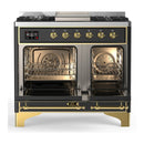 ILVE Majestic III 40-inch Dual Fuel Range with 6 Natural Gas Burner, Griddle and Triple Glass Door Electric Oven in Graphite Matte with Brass Trim (UMD40FNR3MGG)