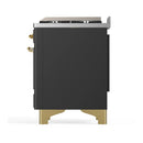ILVE Majestic III 40-inch Dual Fuel Range with 6 Natural Gas Burner, Griddle and Triple Glass Door Electric Oven in Graphite Matte with Brass Trim (UMD40FNR3MGG)
