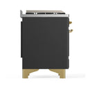 ILVE Majestic III 40-inch Dual Fuel Range with 6 Natural Gas Burner, Griddle and Triple Glass Door Electric Oven in Graphite Matte with Brass Trim (UMD40FNR3MGG)