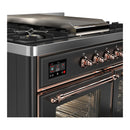 ILVE Majestic III 40-inch Dual Fuel Range with 5 Liquid Propane Burner, Griddle and Triple Glass Door Electric Oven in Graphite Matte with Copper Trim (UMD40FNR3MGPLP)