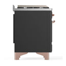 ILVE Majestic III 40-inch Dual Fuel Range with 5 Liquid Propane Burner, Griddle and Triple Glass Door Electric Oven in Graphite Matte with Copper Trim (UMD40FNR3MGPLP)