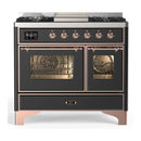 ILVE Majestic III 40-inch Dual Fuel Range with 5 Liquid Propane Burner, Griddle and Triple Glass Door Electric Oven in Graphite Matte with Copper Trim (UMD40FNR3MGPLP)