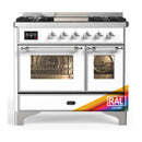 ILVE Majestic III 40-inch Dual Fuel Range with 5 Liquid Propane Burner, Griddle and Triple Glass Door Electric Oven in RAL with Chrome Trim (UMD40FNR3RACLP)