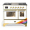 ILVE Majestic III 40-inch Dual Fuel Range with 5 Liquid Propane Burner, Griddle and Triple Glass Door Electric Oven in RAL with Brass Trim (UMD40FNR3RAGLP)