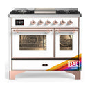 ILVE Majestic III 40-inch Dual Fuel Range with 6 Natural Gas Burner, Griddle and Triple Glass Door Electric Oven in RAL with Copper Trim (UMD40FNR3RAP)